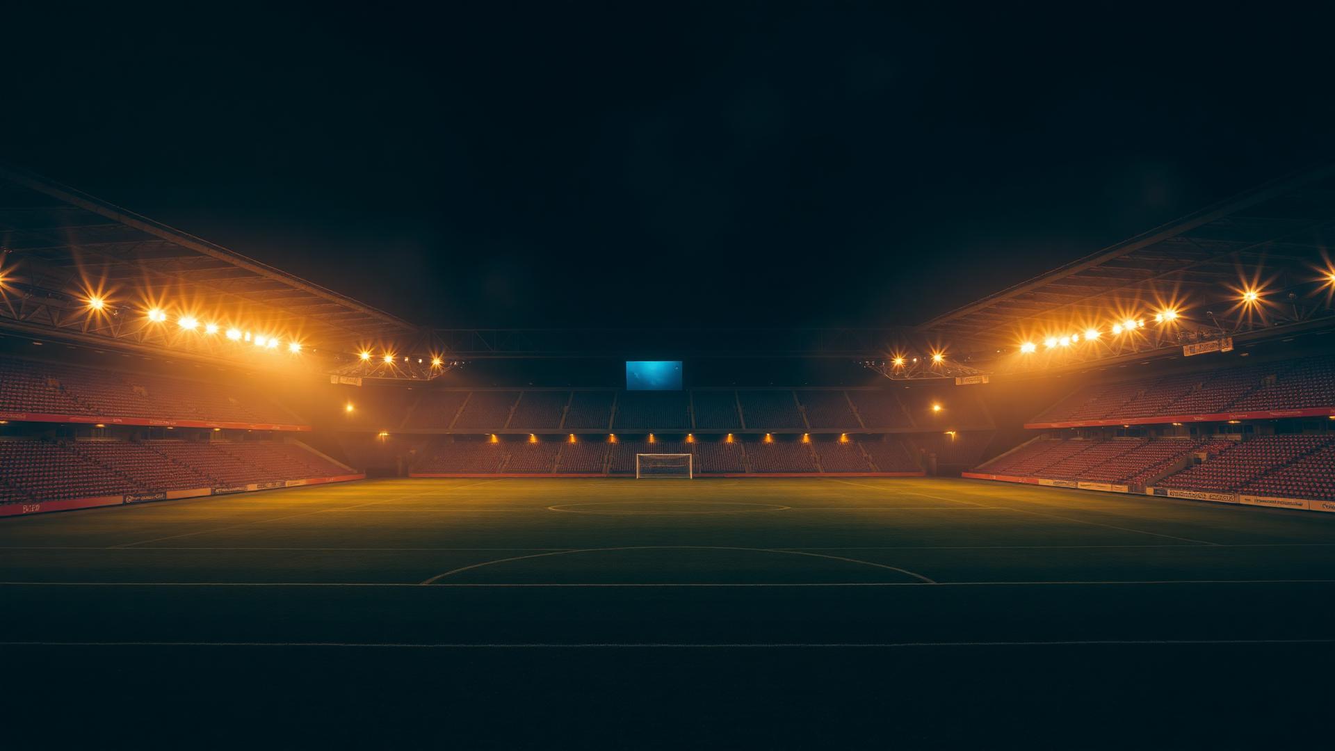 Estadio de fútbol iluminado